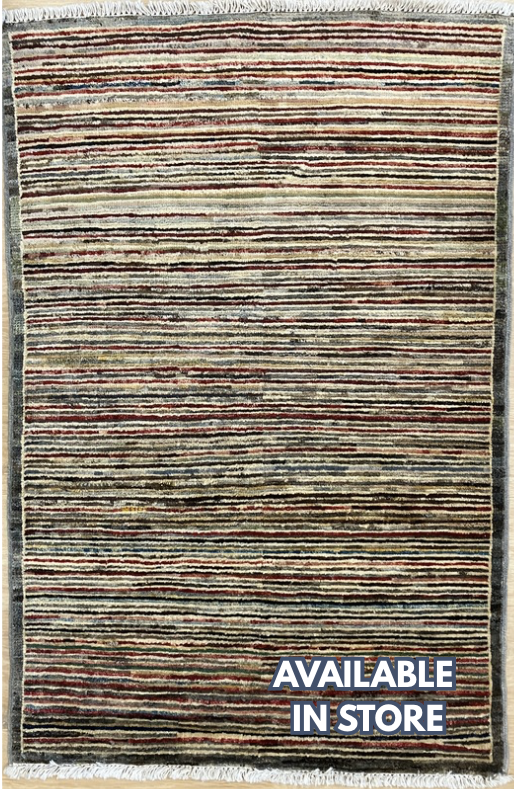Gabbeh Kashkoli - 2' 06" x 3' 10" - Beige, Brown & Multicolor - Hand Knotted Tribal Rustic Wool Rug Mat