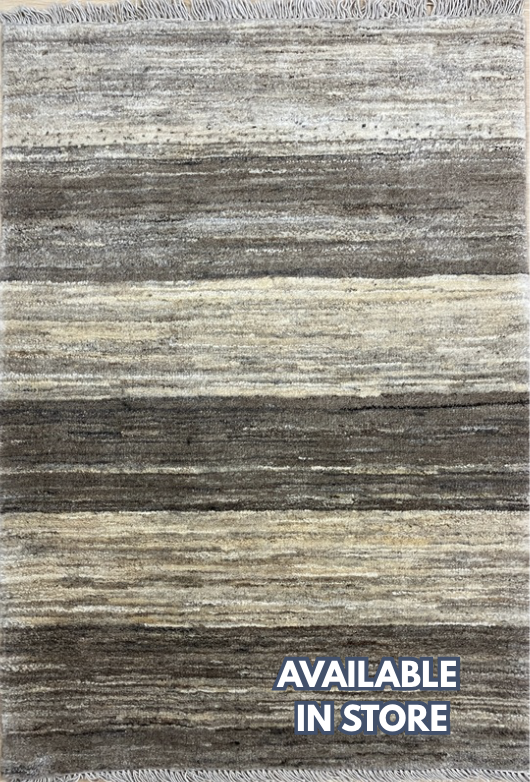 Gabbeh Zollanvari Persian - 2' 10" x 3' 10" - Beige, Brown & Grey - Hand Knotted Tribal Rustic Persian Wool Rug Mat