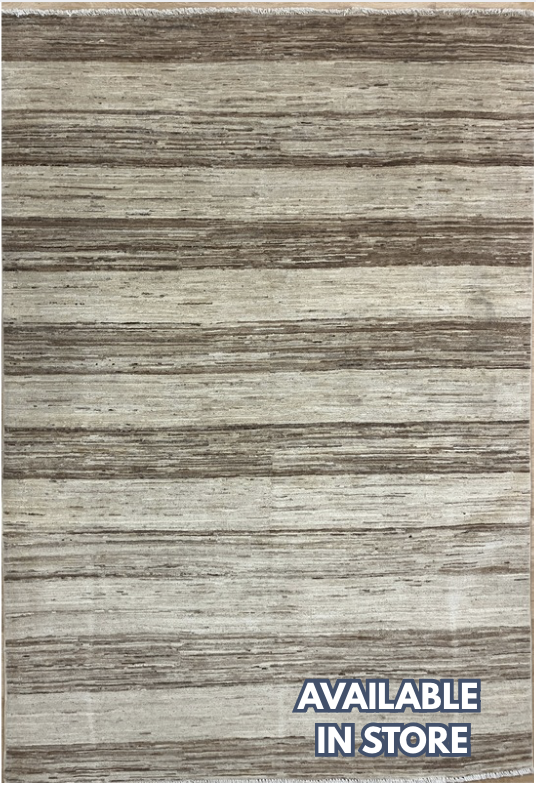 Gabbeh Kashkoli - 5' 11" x 7' 02" - Beige, Brown & Grey - Hand Knotted Tribal Rustic Wool Rug