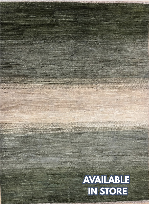 Gabbeh Kashkoli - 4' 11" x 6' 07" - Green & Beige - Hand Knotted Tribal Rustic Wool Rug